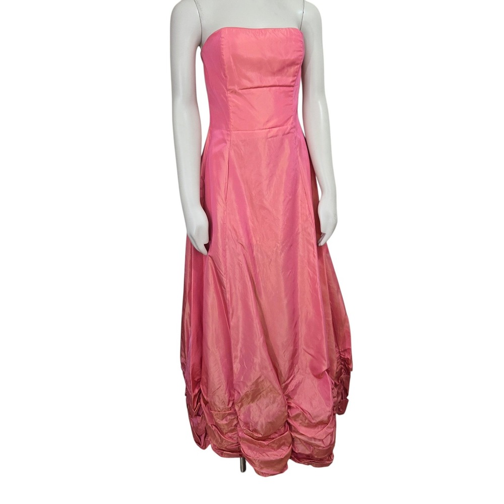 Gunne Sax Jessica McClintock Dress Sz 5 Salmon Iridescent Strapless Gown Y2k Vtg